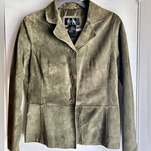 Vintage Leather Suede Olive Green Jacket